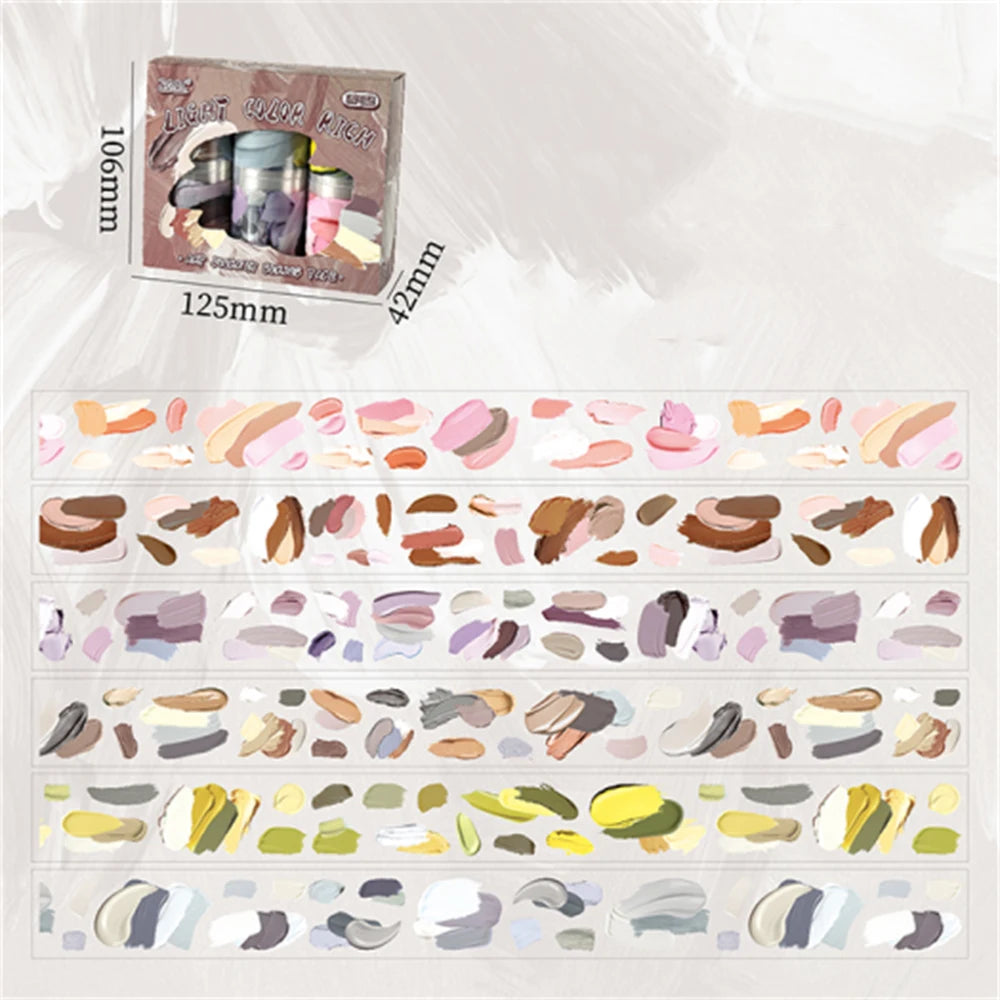 6/12 Rolls Watercolor Art PET Tape Set Basic Decorative Adhesive Tape Journal Supplies Stationery Scrapbooking Masking Tapes Qme A hot
