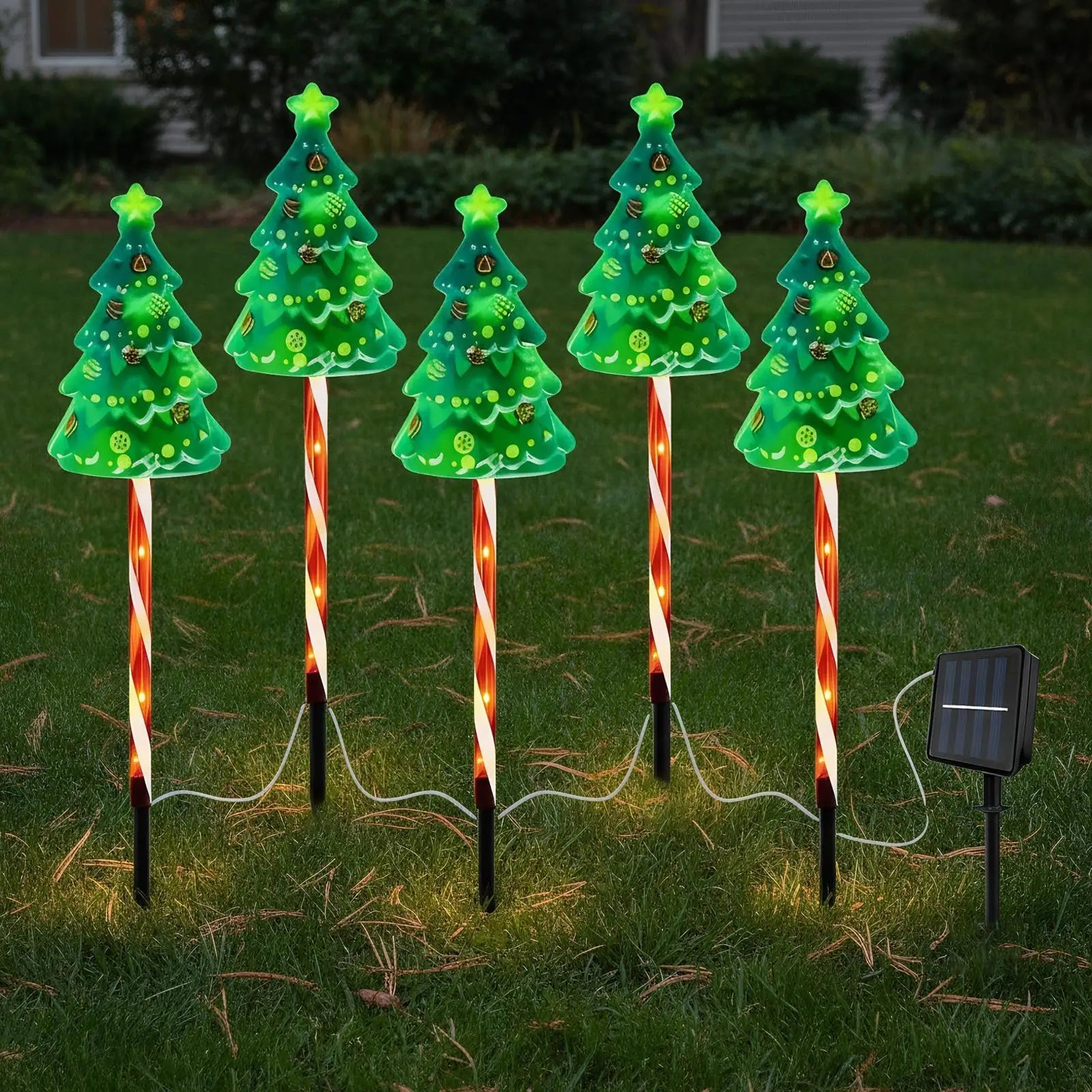 Candy Cane Pathway Light Solar Powered Holiday Lighted Stake Outdoor Qme
