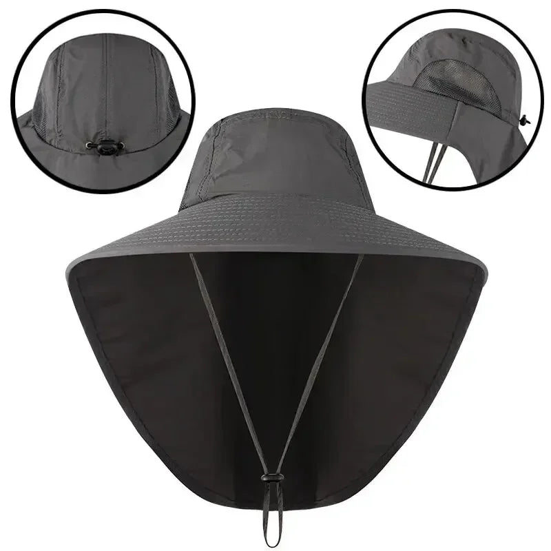 Wide Brim Baseball Hats Women Men Sun Defender Cooling Neck Guard Qme Grey