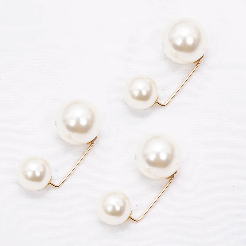 Women Tightening Waistband Pin Double Pearl Brooches Metal Lapel Pins Qme A-4 China Mainland
