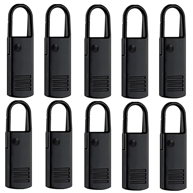 Zipper Slider Puller Instant Zipper Repair Kit Replacement For Broken Buckle Travel Bag Suitcase Zipper Head DIY Sewing Craft Qme 10PCS Black