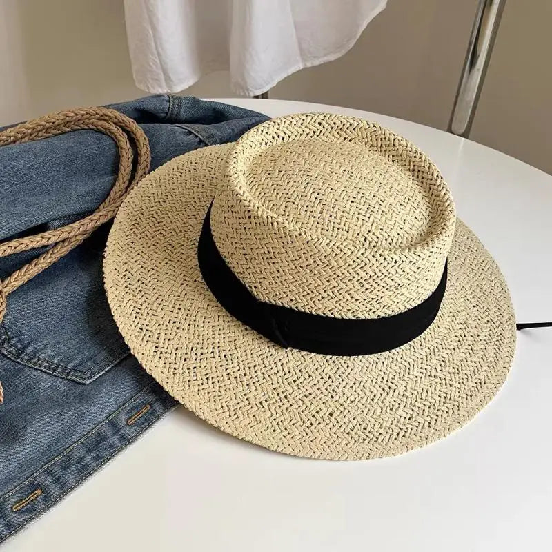 High-quality Wide-brimmed Panama Straw Hat Beach Trips Summer Sun Qme C one size