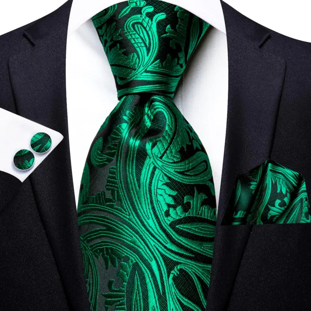 Dark Green Paisley Plaid Tie Men Groom Wedding Sage Mint Necktie