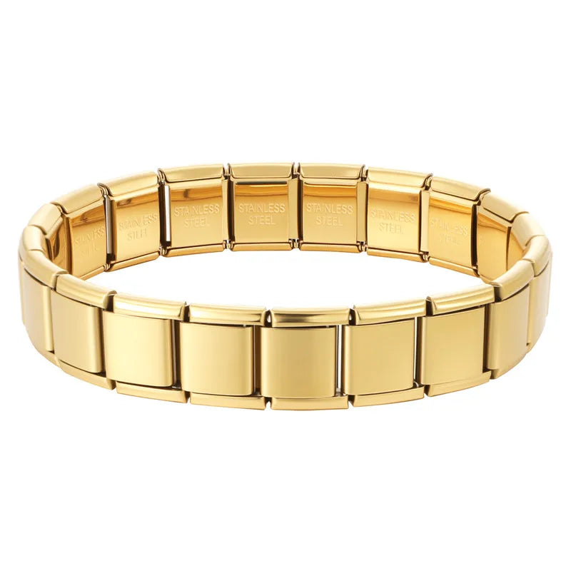 Fashion High Quality Italian Stainless Steel Bracelets For Men Women HipHop Metal Italian Modules Stretchable Gift Party Jewelry Qme Style 8-13mm.
