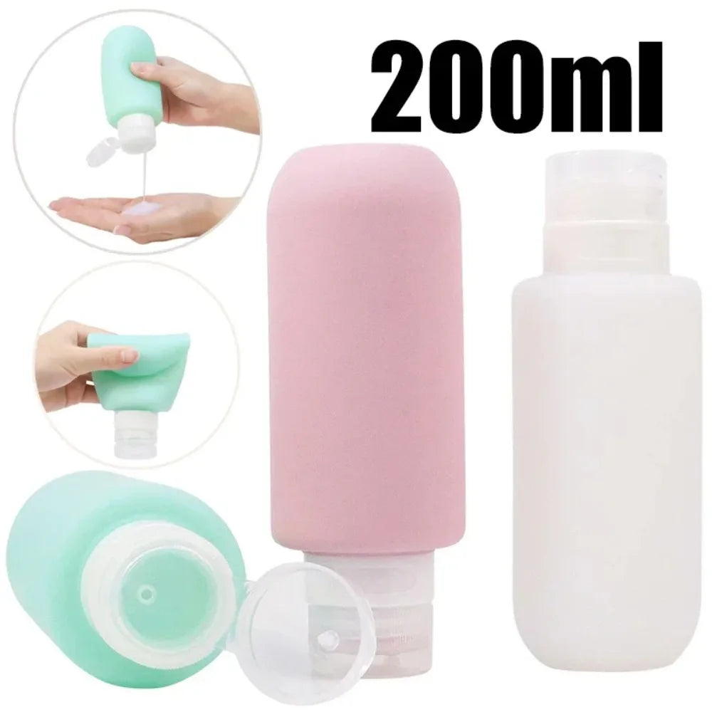 Silicone Bottle Refillable Lotion Shower Gel Shampoo Container Empty Qme