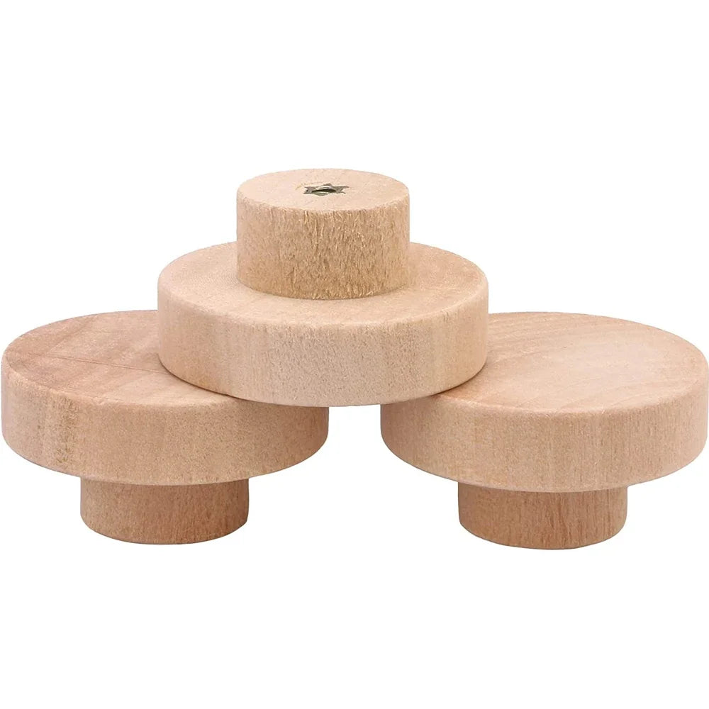 1-48pcs Wood Cabinet Pulls Nordic Round Wooden Cupboard Wardrobe Drawer Pulls DIY Natural Solid Closet Handles with Screws Qme