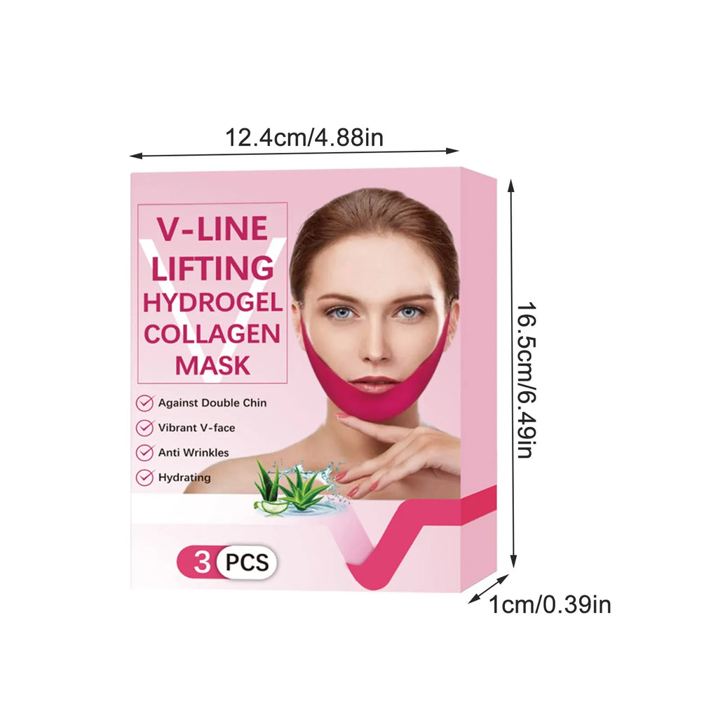 Reusable V Line lifting Mask Facial Slimming Strap Double Chin Reducer Chin Up Mask Face Lifting Belt Toning Hydrogel Collagen Qme