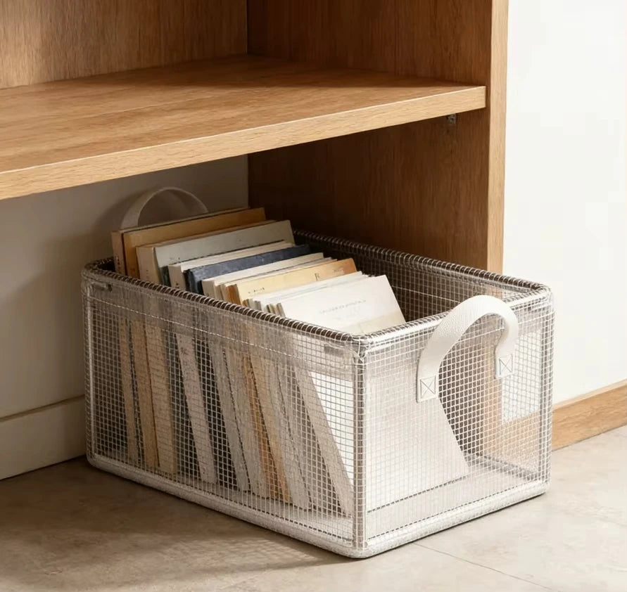 1 Pc Transparent PVC Solid Steel Frame Storage Box,waterproof,underwear Storage Basket,suitable for Home and Dormitory Use Qme