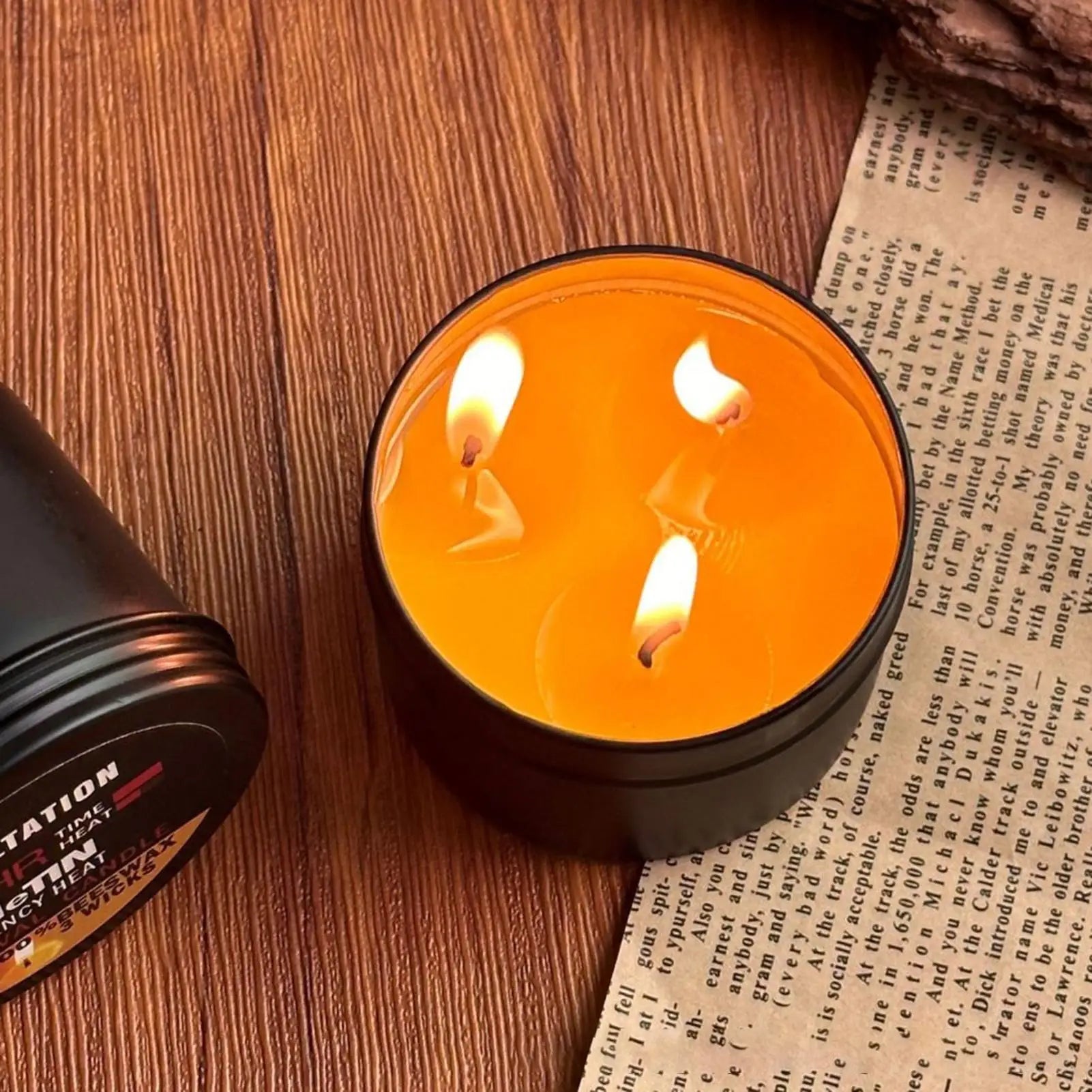 Candles for Power Outages Camping Candle with Jar 36 Hours Long Burning 3-Wick Lamp Light Source Gear for Fishing Camping Qme