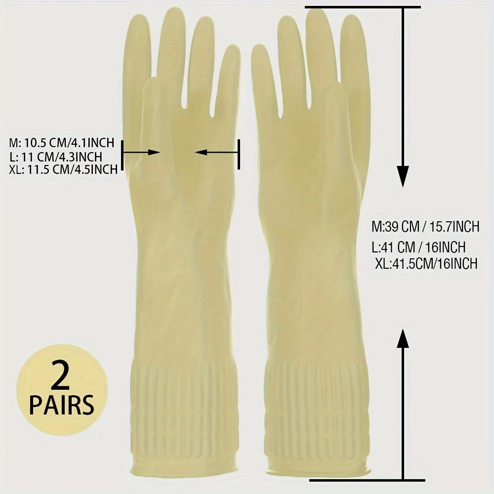 Premium Extended Household Cleaning Gloves, Waterproof Kitchen Dishwashing Gloves, Non-slip Housework Gloves Qme L