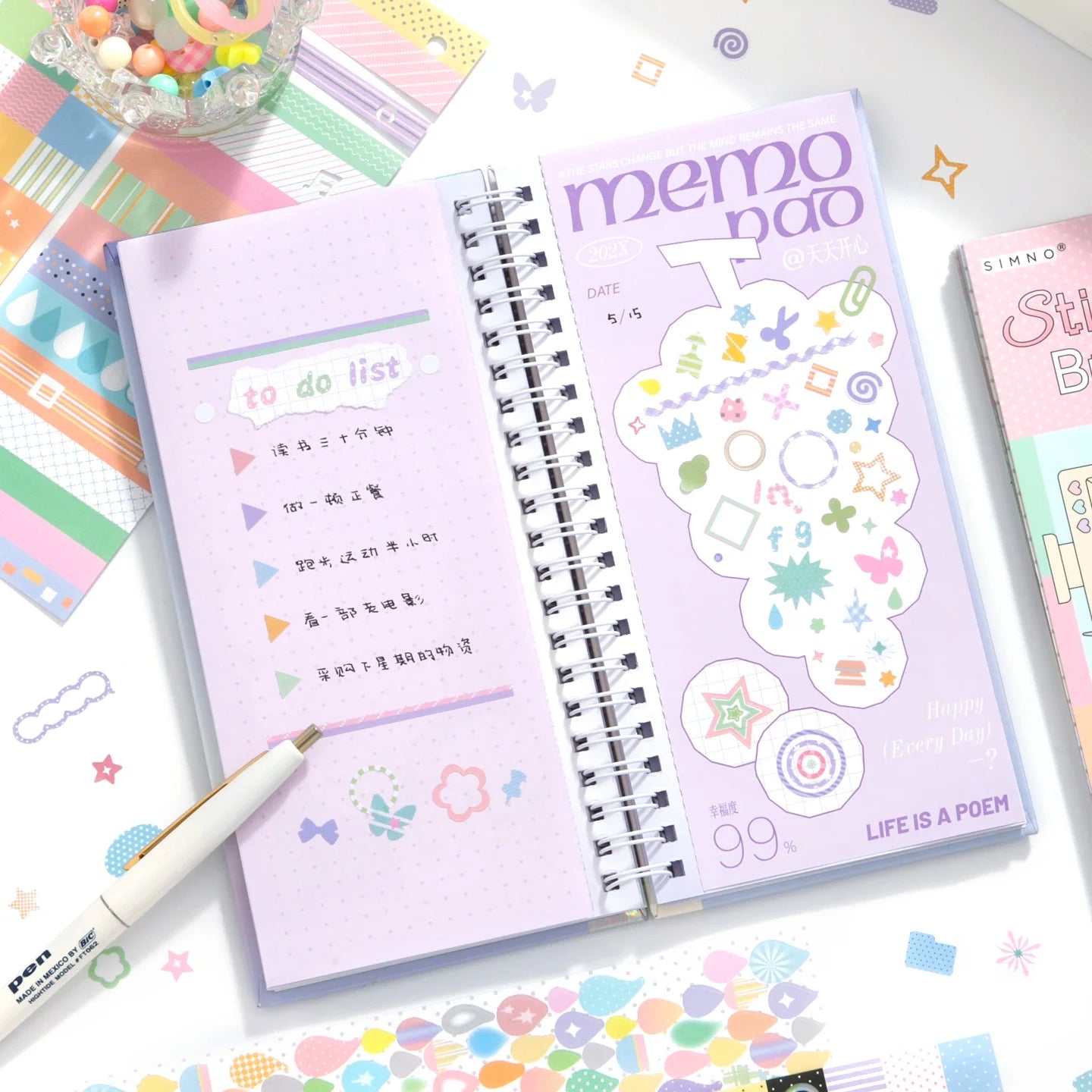 30/60 Pcs Color Card Die Cut Stickers Book Japanese Stationery Fundamentals 4.0 Series Handmade Decorative Scrapbooking Supplies Qme