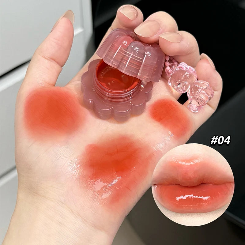 QIBEST Moisturizing Mirror Lipgloss Lip and Cheek Dual-Purpose Gel Jelly Water-Glow Colorful Lip Cheek Blush Cream Lip Stain Qme