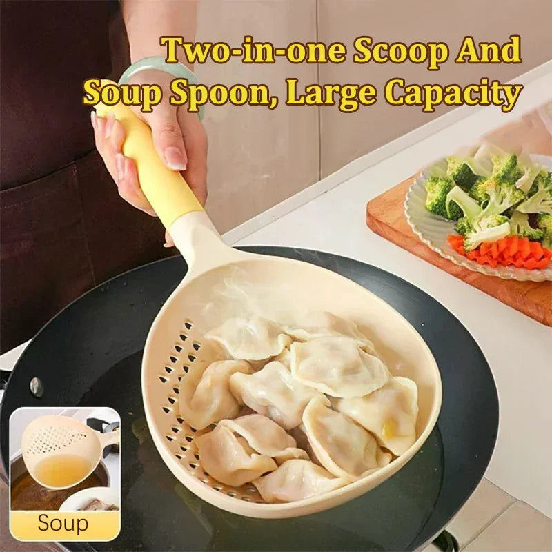 Multifunctional Dual-use Scoop Large Kitchen Household Dumpling Noodle Colander High Temperature Resistant Soup Drain Colander Qme
