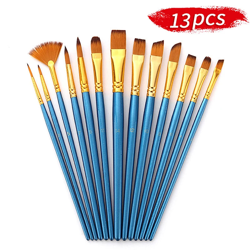 Painting Brushes Artist Brush Oil Acrylic Watercolor Gouache Paint Qme Blue