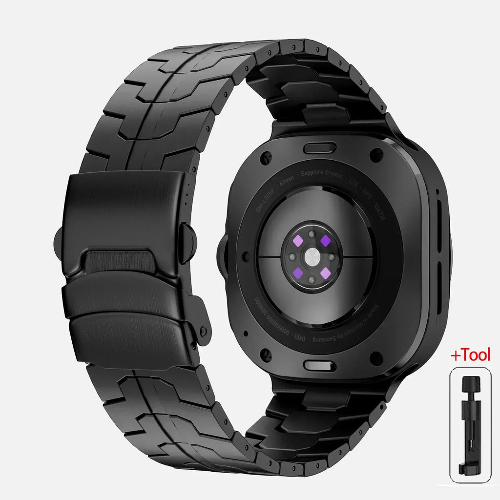Titanium Luxury Strap for Samsung Galaxy Watch Ultra 47mm Band for Samsung Ultra Galaxy 47MM Men Watchband Galaxy Ultra Bracelet Qme Black tool Galaxy Watch Ultra