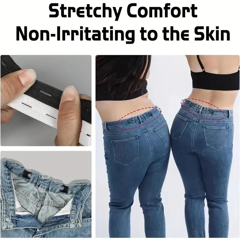 6Pcs Elastic Band Men's and Women's Adjustable Belt Tight Set - Seam-free Pants Button Adjuster Qme
