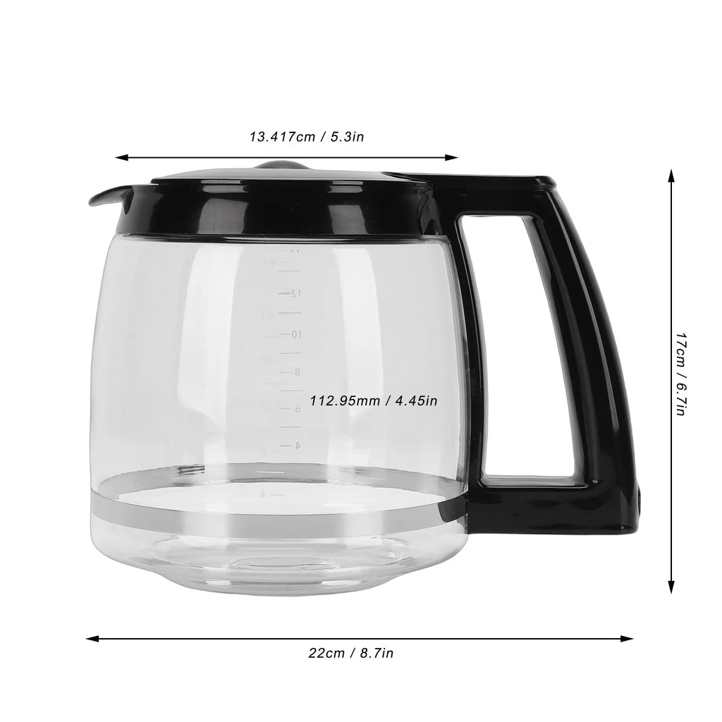 Glass Coffee Carafe Heat Resistant Coffee Pot Replacement Carafe with Handle Easy to Clean Coffee Maker Pitcher Qme