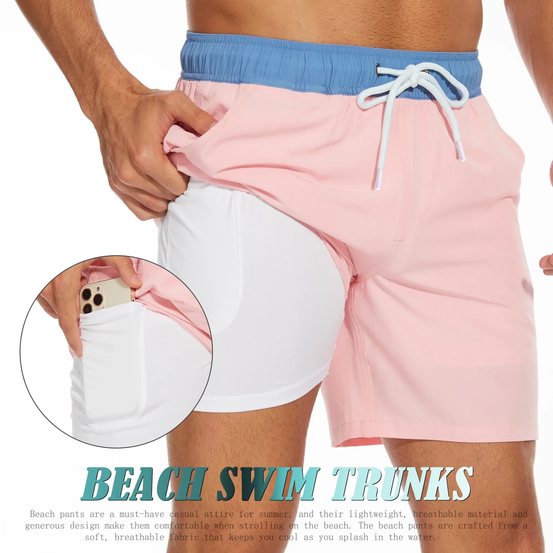 Men's Casual Large Size Beach Pants Corner Milk Silk Inner Street Clothing Breathable Soft Casual Daily Streetwear Short Men Qme