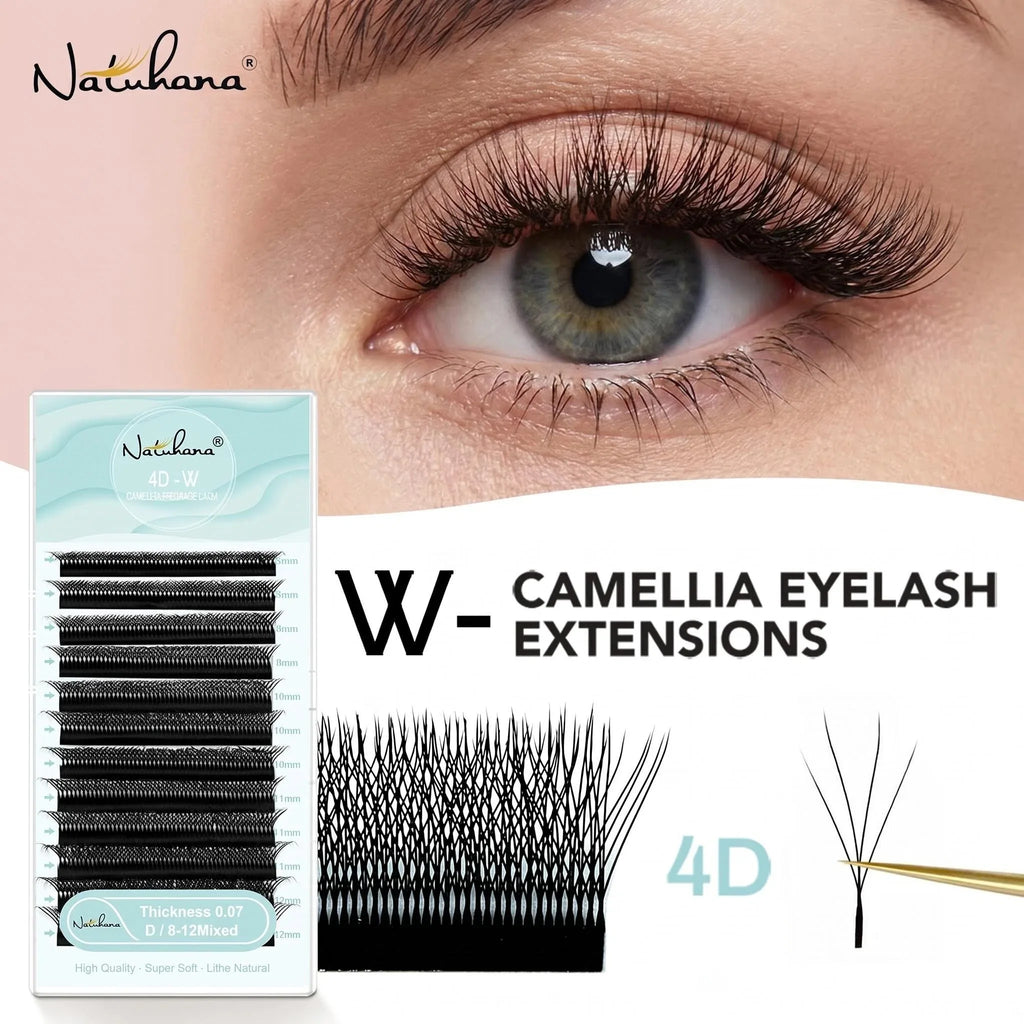 NATUHANA Camellia Premade Fans Eyelash Extensions 3D 4D 5D W-shape Qme