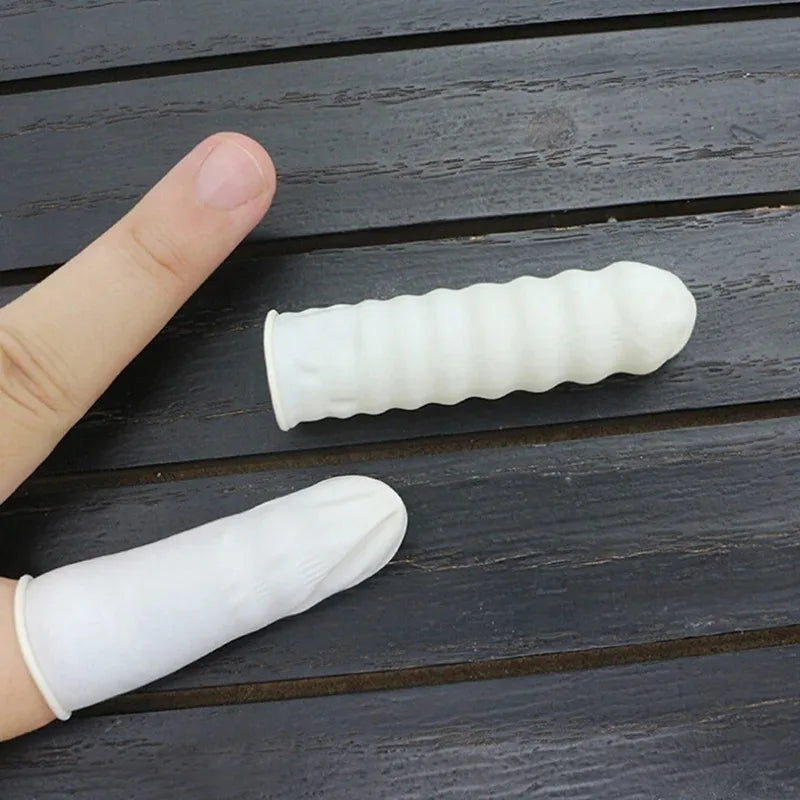 White Latex Powder Free Disposable Finger Cots Anti-Slip for Nail Art Tattoo Beauty Use Qme