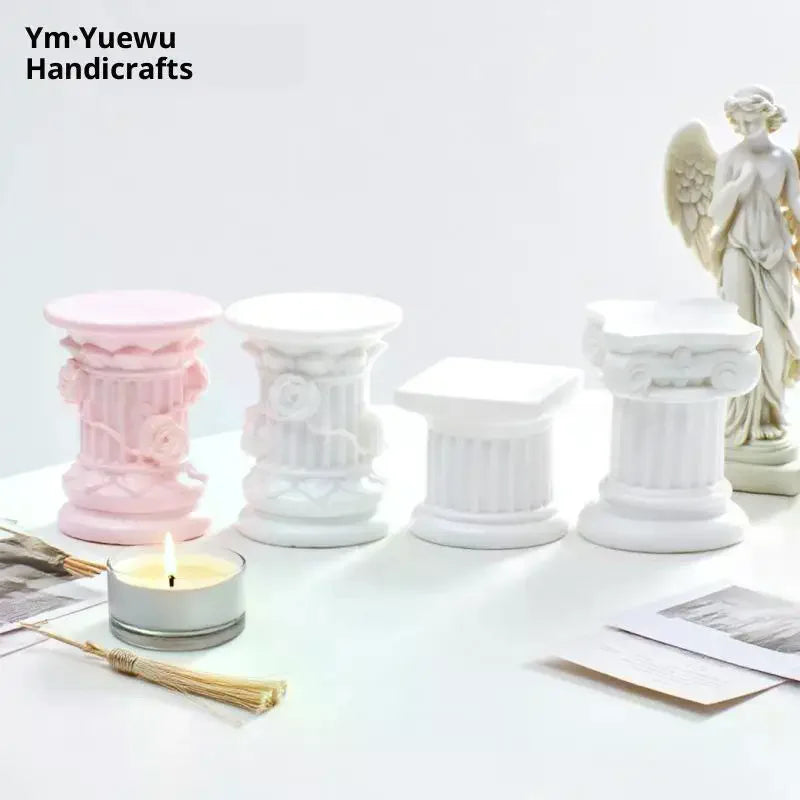 Roman Pillar Greek Column Statue Pedestal Candlestick Stand Figurine Sculpture Indoor Home Dinning Room Garden Scenery Decor Qme