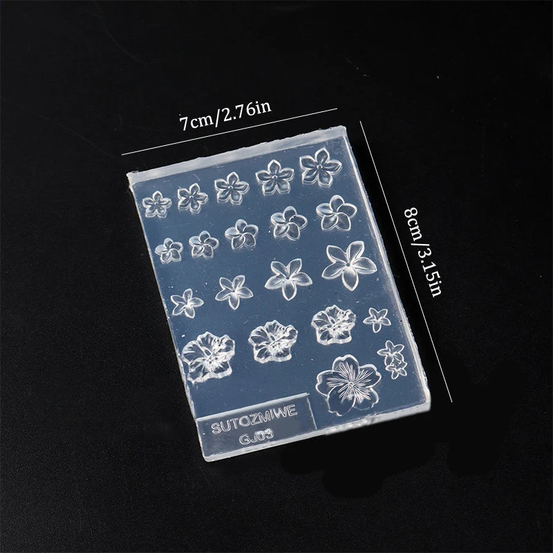 DIY Frangipani Flower Silicone Nail Art Mold Transparent Handmade Qme onesize