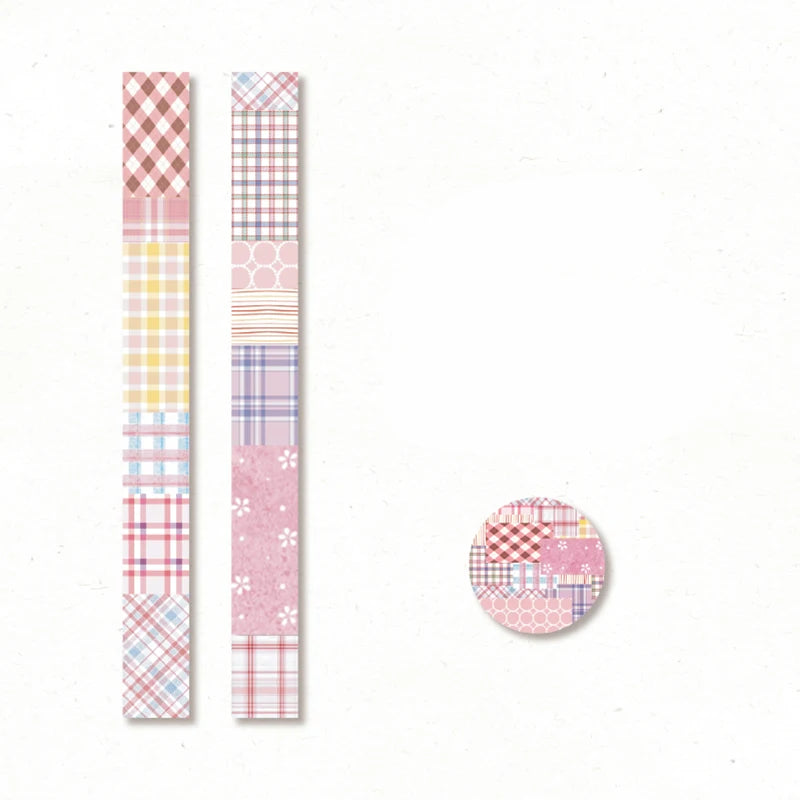 1 Roll Linen Plaid Theme Retro Washi Tape for DIY Journal, Photo Frame Collage Material, Scrapbook, Phone Case Decoration Qme 5