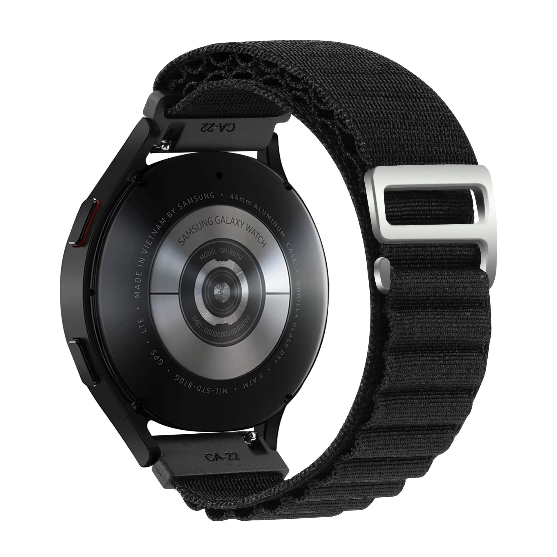 A Alpine Nylon Wrist Strap 18/20/22mm Outdoor Sport Sweatproof Compatible with Huawei Watch GT6 5 4 Samsung Watch Series 4-7 Qme Black 20mm