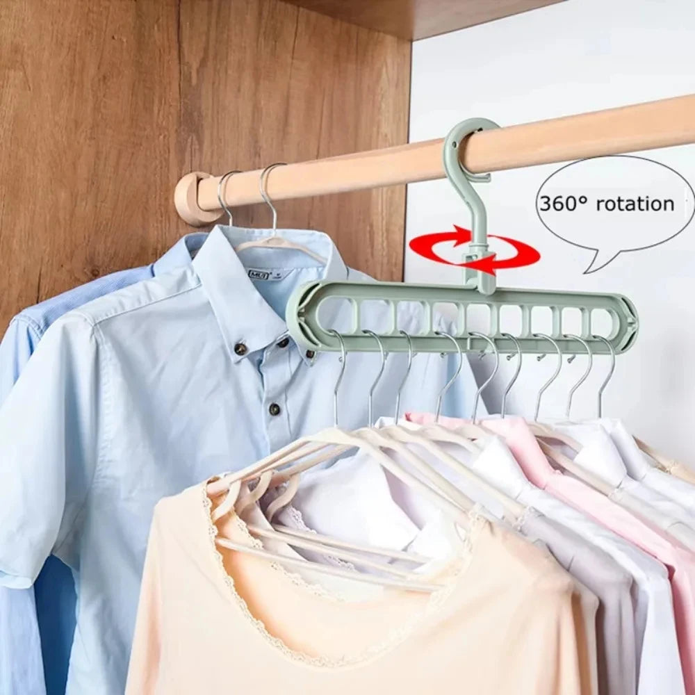5Pcs 9-hole Wardrobe Storage Rack Multifunctional Foldable Clothes Drying Rack Storage Clothes Rack Space-saving Clothes Hanger Qme