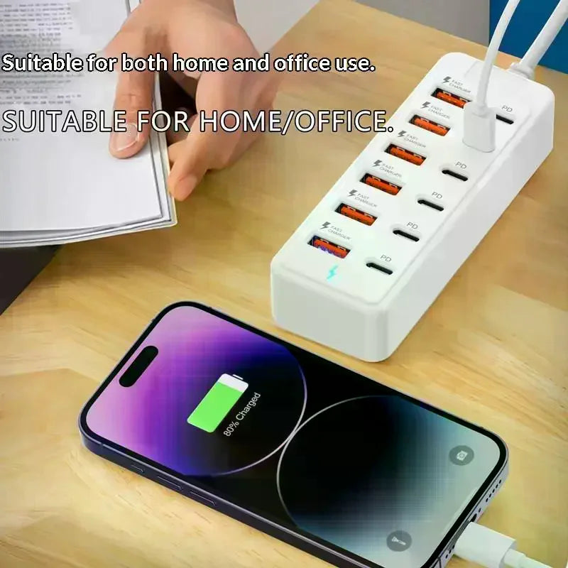 1 Power Strip Multi Port USB Charger Station Wall Desktop Adapter 6 C Qme