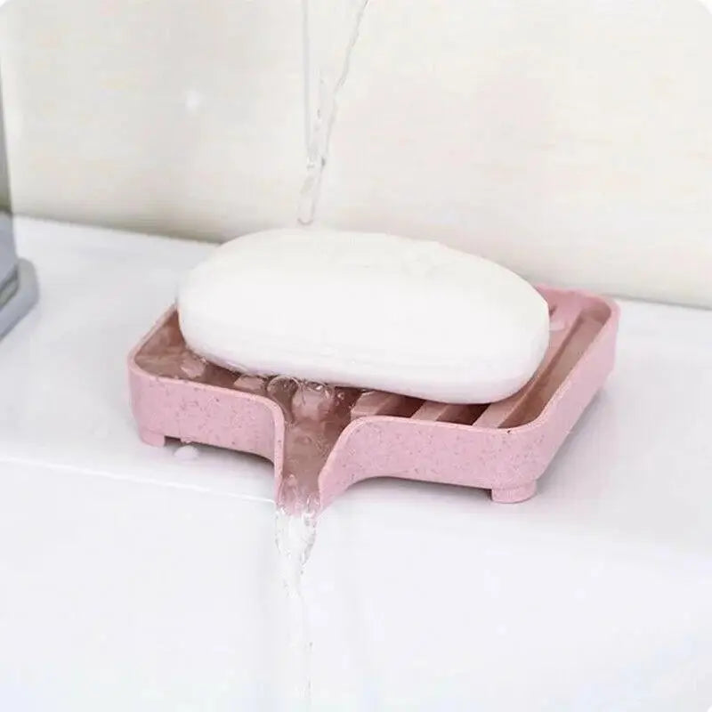 Useful Silicone Soap Dish Bathroom Self Draining Bar Holder Kitchen Qme