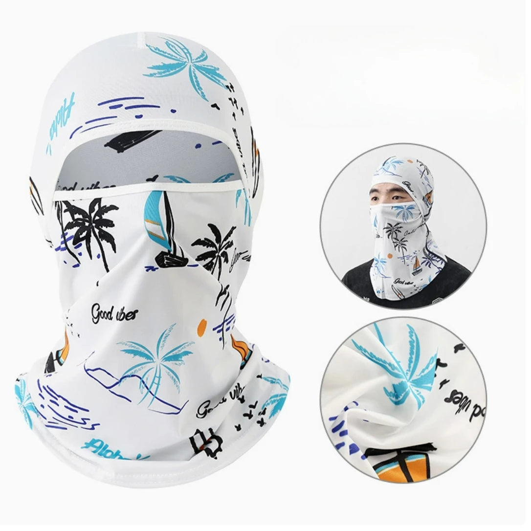 Summer Cool Balaclava Ice Silk Cycling Full Face Cap Sun Anti-UV Protection Sports Face Cover Headwear Bike Motorcycle Men's Hat Qme PaintWhite