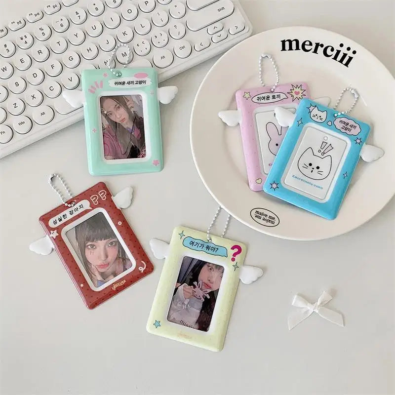Cute Small Wings Card Holder Photocard Idol Photo Display Protect Qme