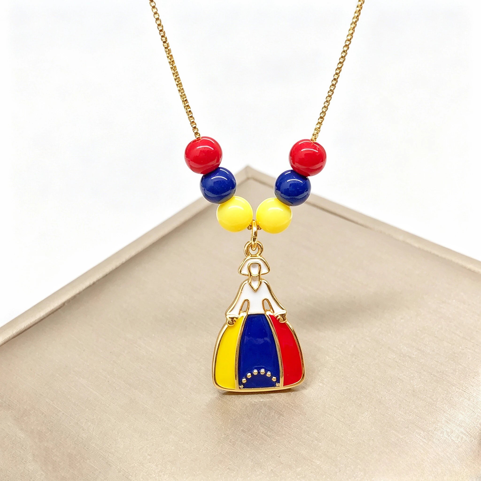 Hot Sale Enamel Art Venezuela Colombia Flag Cross Violin Bird Necklace Gift for Man Woman Daily Party Patriotic Jewelry Choker Qme 12 45cm