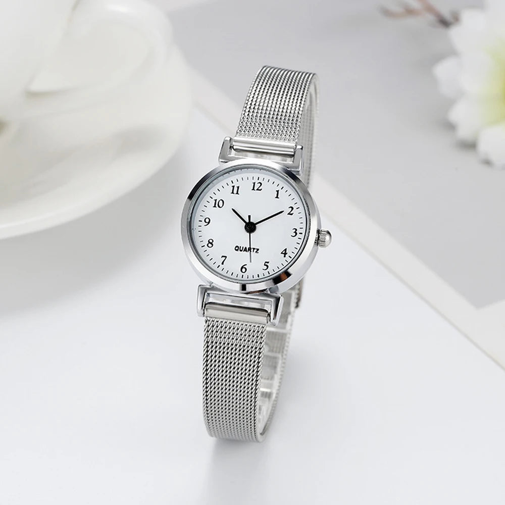 2pcsWomen Fashion Watch Casual Bracelet Watches Set Ladies Simple Dial Quartz Wristwatches Dress Clock Montre Femme Qme