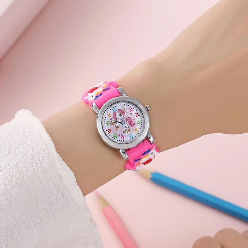 1pcs Fashion Color Cartoon Unicorn Student Children's Watch Quartz Watch Electronic Watch Qme