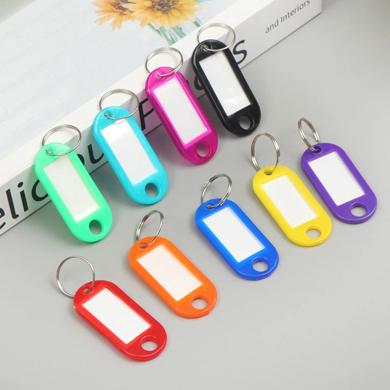 50pcs Colorful Plastic Tags Hotel Number Classification Card Key Tags Label Name Baggage Tag ID Name Tags With Split Ring Qme