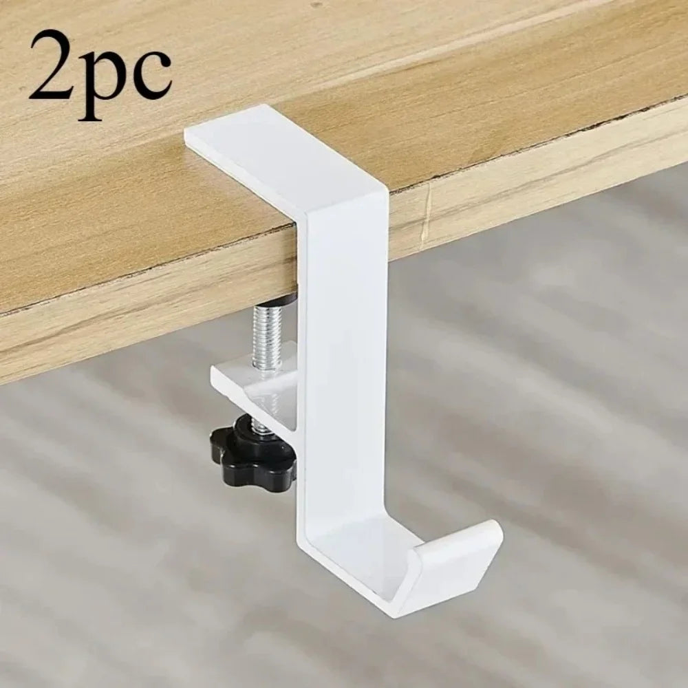 Multifunctional Table Side Hanging Storage Hook Adjustable Desk Edge Holder For Gaming Headphones Backpack Bag Storage Accessory Qme 2pcs WHITE
