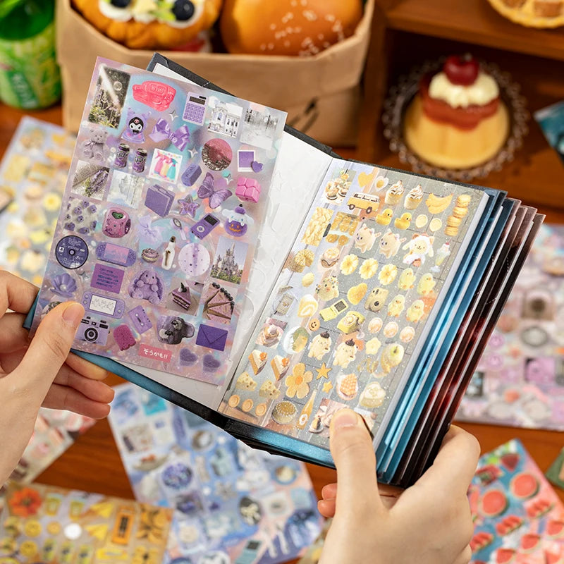 30 Sheets Y2K Style Cut Film Sticker Book Japanese Stationery Stickers Journal Handbook Scrapbooking Kawaii Aesthetic Sticker Qme