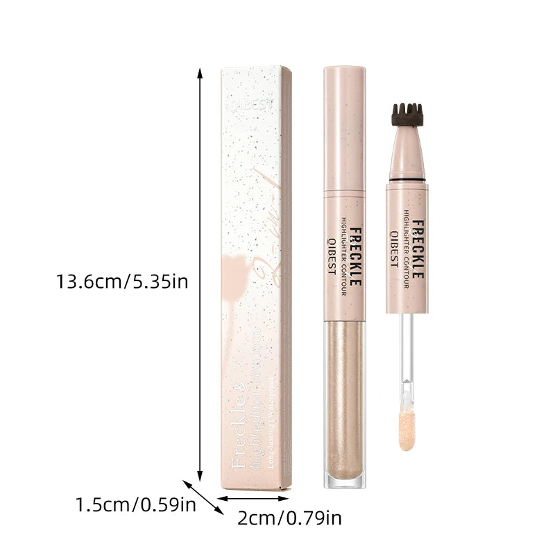 QIBEST Double Ended Freckles Pen Fine Flash Highlight Lasting Matte Concealer Natural 2 In 1 Freckles Contour Stick Cosmetics Qme