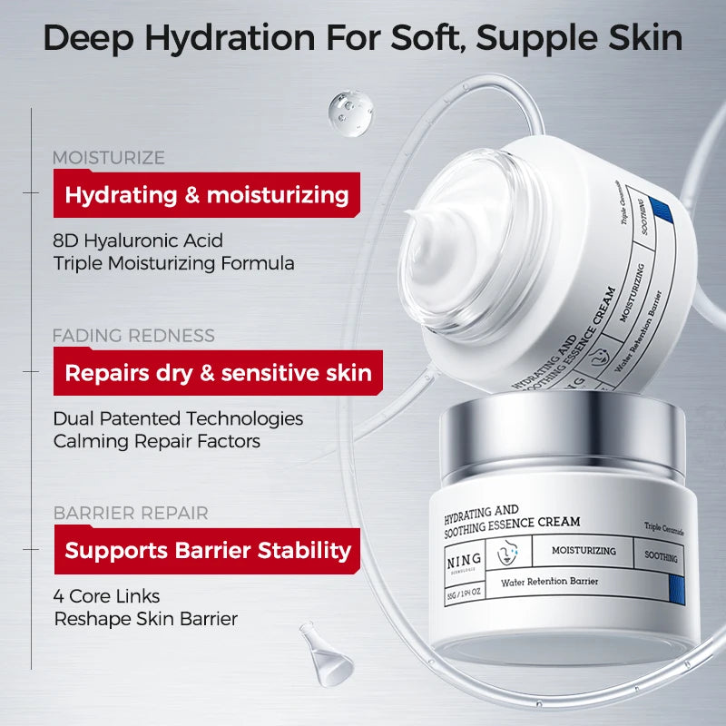 Hydrating Soothing Essence Cream Collagen Ceramides Hyaluronic Acid Qme