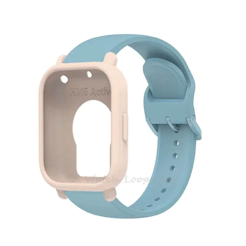Silicone Case + Strap for Redmi Watch 5 Lite / 5 Active Repacement Bracelet Belt Smart Watchband Protective Shell Cover Qme