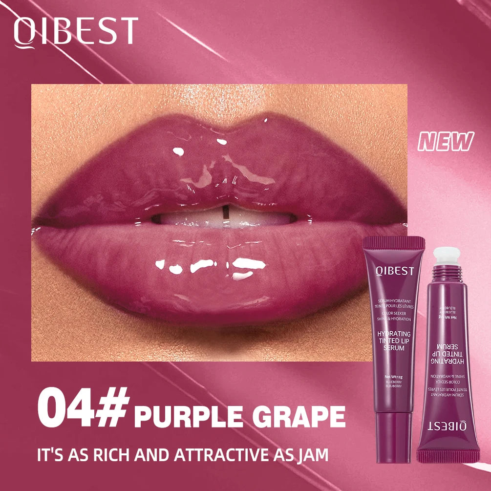 QIBEST 6 Colors Watery Crystal Jelly Lip Oil Balm Moisturizing Smoothing Lip Lines Jelly Pout Lip Gloss Glass Lip Glaze Cosmetic Qme 04