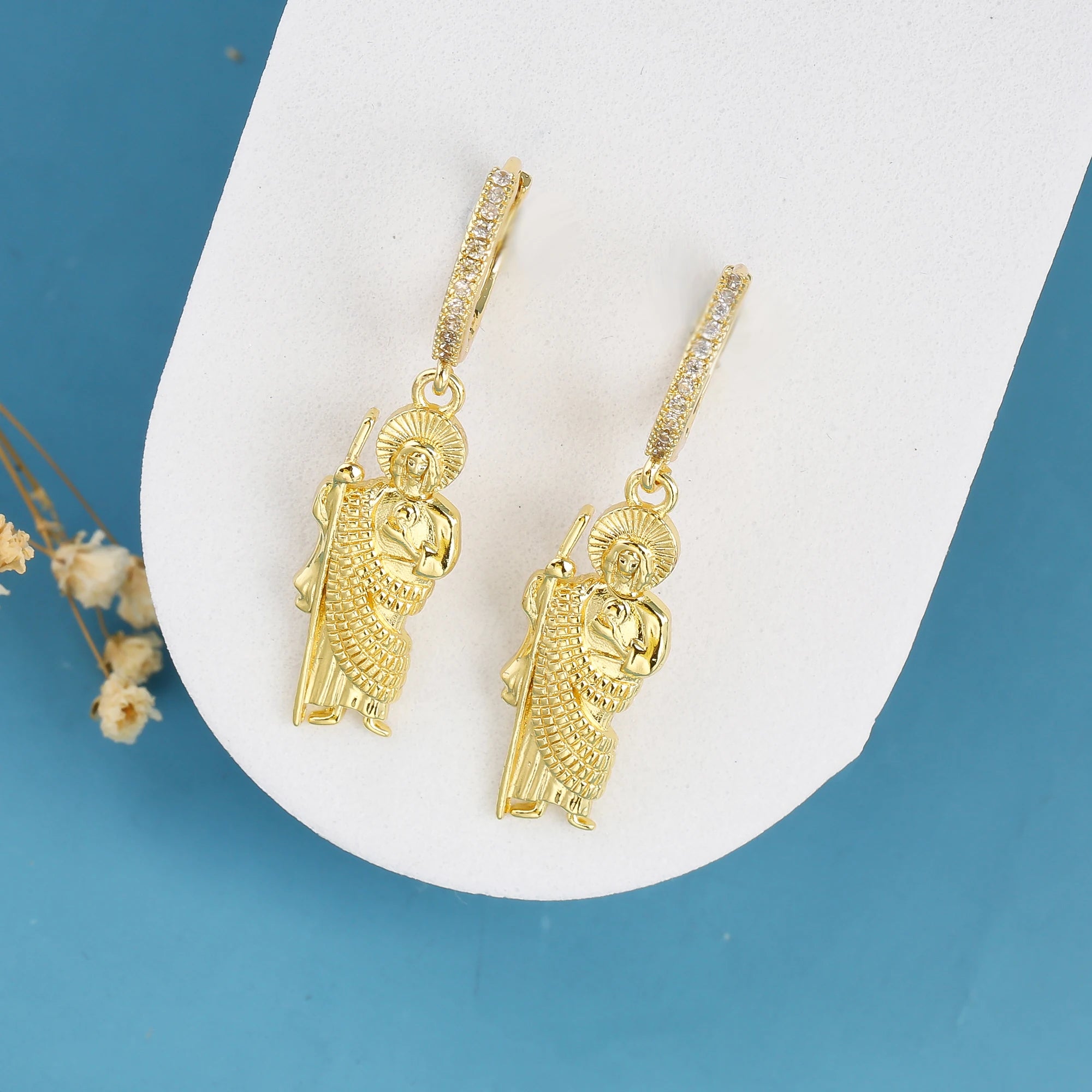 High Quality Shiny Zirconia St. Jude Drop Earrings New Fashion for Women Girls Religious Jewelry Birthday Gift Accessories Qme Earrings 3
