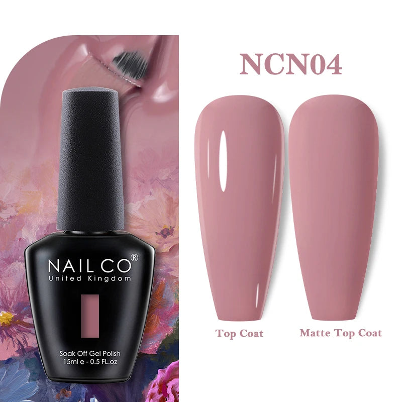 NAILCO Rubber Base Gel Polish Milky Pink Jelly White Beige 6Colors