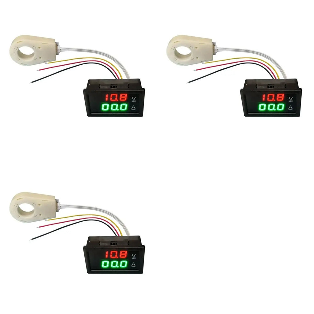 A02F-3X Hall Ammeter Voltmeter DC 0-300V 200A Battery Monitor LED Digital Current Voltage Meter 12V 24V 36V 48V 60V Car Qme