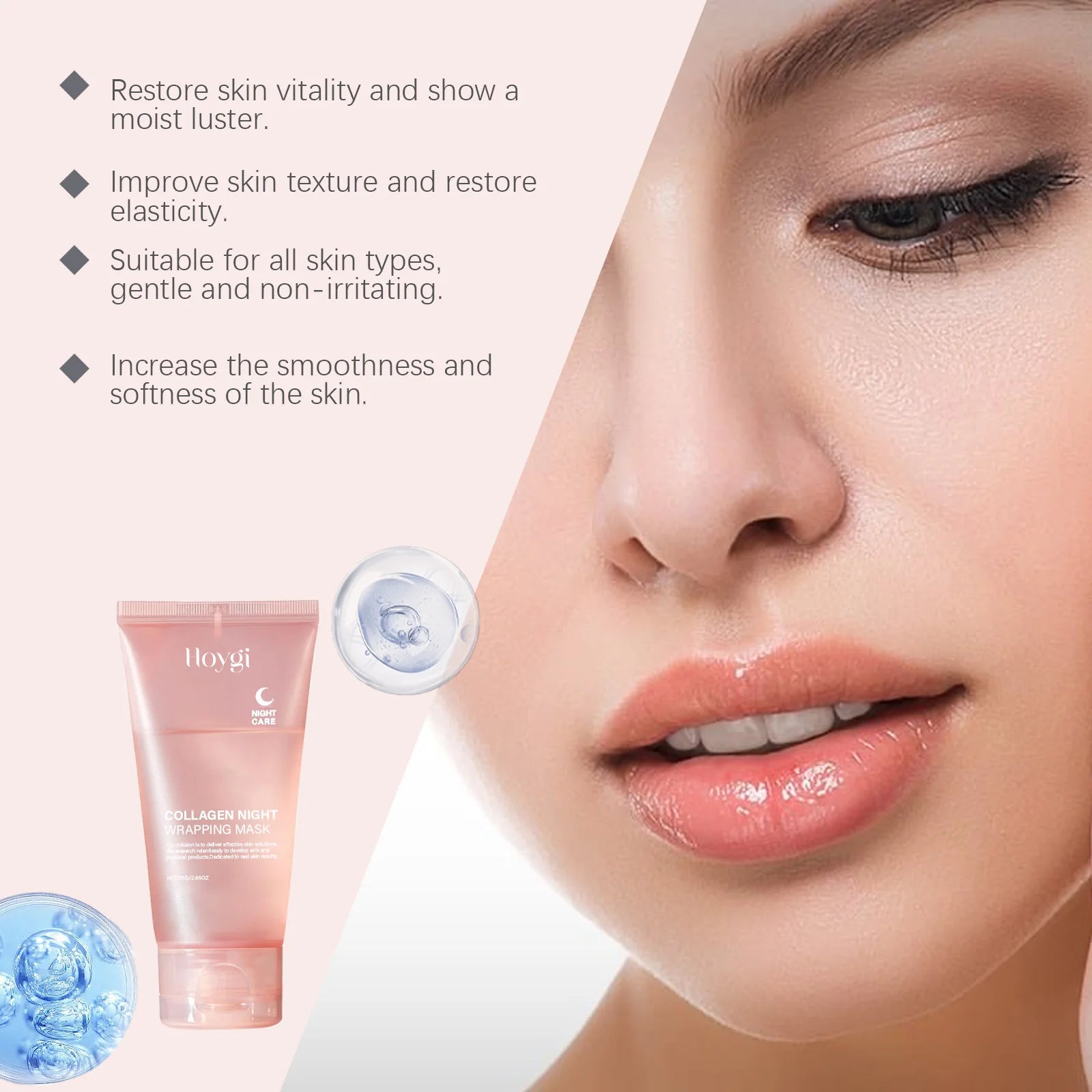 Collagen Night Wrapping Mask Moisturizing Firming Peel-Off Mask Gel Face Deep Cleansing Pores Hydrating Brightening Facial Mask Qme