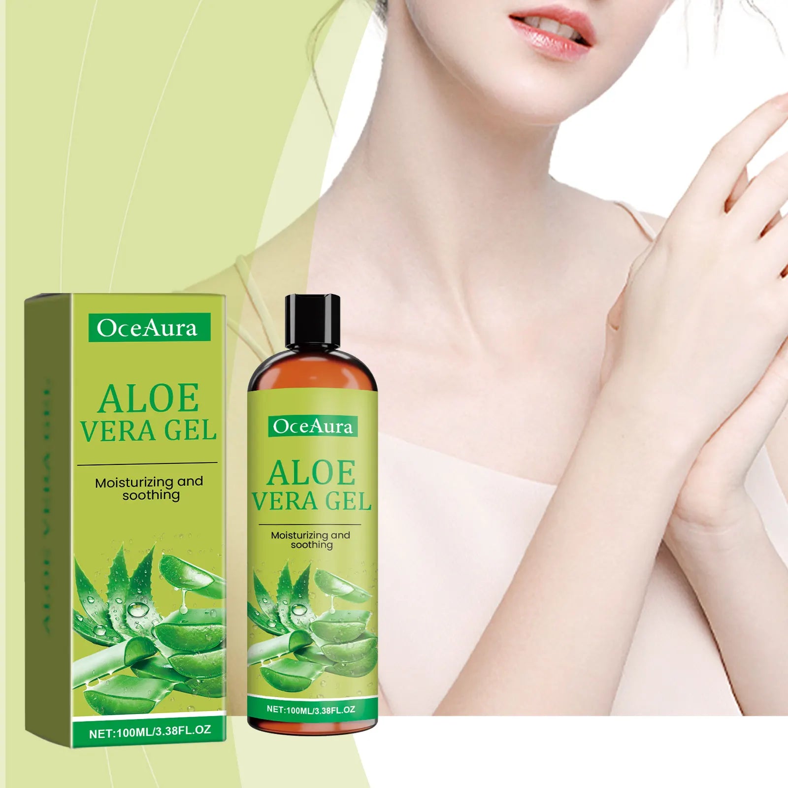 Moisturizing Hydrating Aloe Vera Gel Deeply Nourish Facial Body Skin Shrink Pores Reduce Fine Lines Dry Frizzy Hair Care Essence Qme