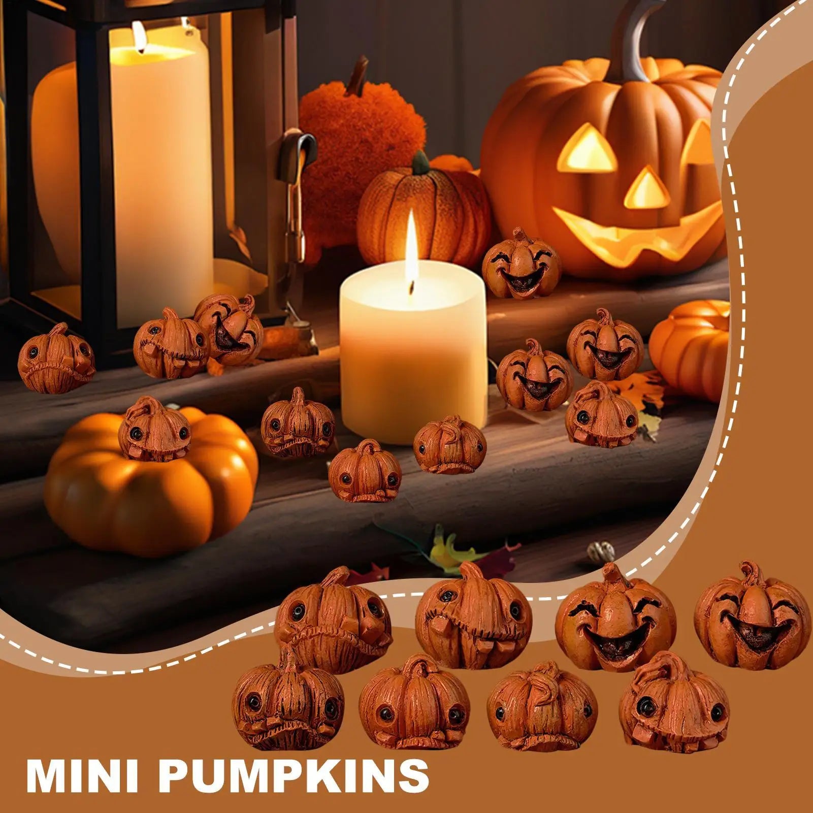 Decorative Pumpkins 16 Resin Halloween Figurines Miniature Sculpture Qme