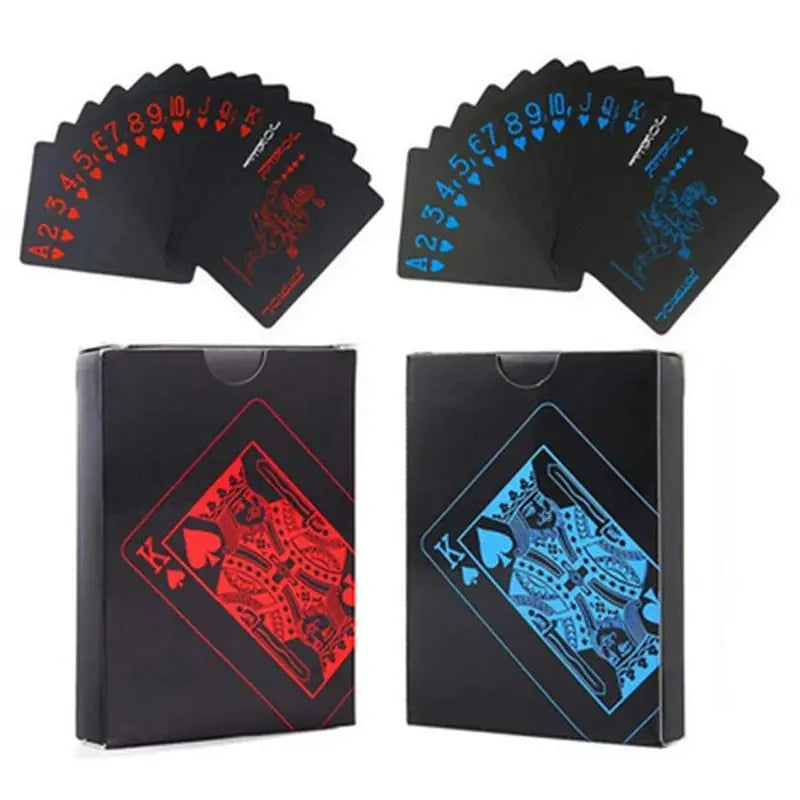 High Quality 1 Set Black Foil Plated Poker Cards Waterproof Playing Card Limited Edition Collection Magic Poker Creative Gift Qme